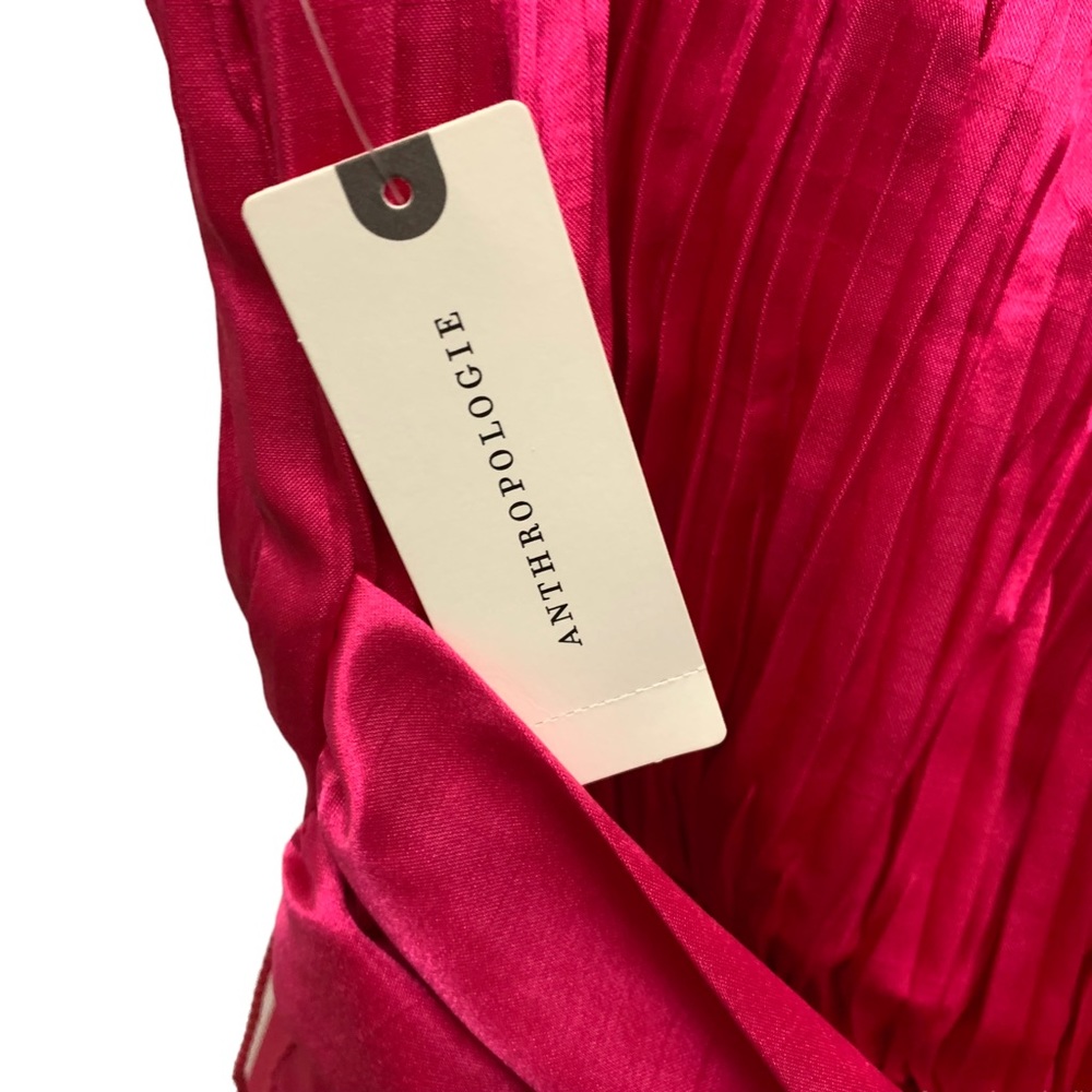 Anthropologie Maeve Hot Pink Satin Mini Dress With Bow NWT - Picture 7 of 15